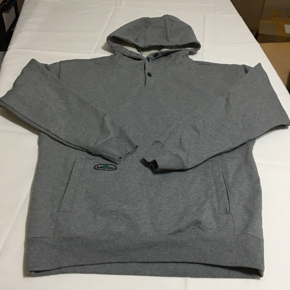 Arborwear Single Thick Hoodie Sweatshirt Mens Large Gray Snap Neck Pullover